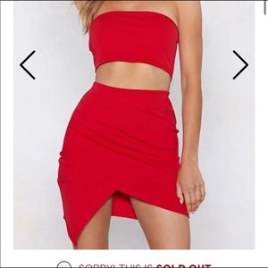 Nasty Gal bandage wrap dress red set